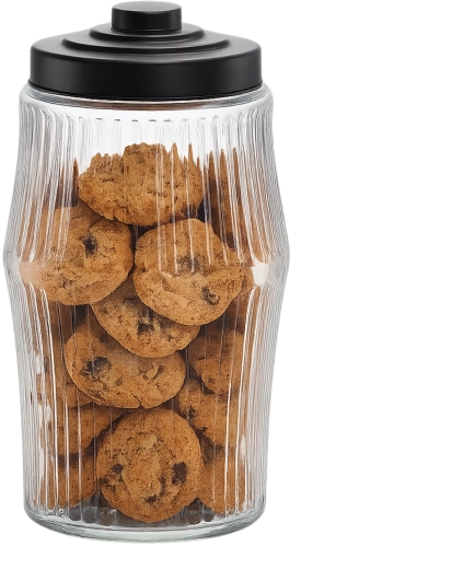 Glas 3,8 l rundt med riflet design og metal­låg