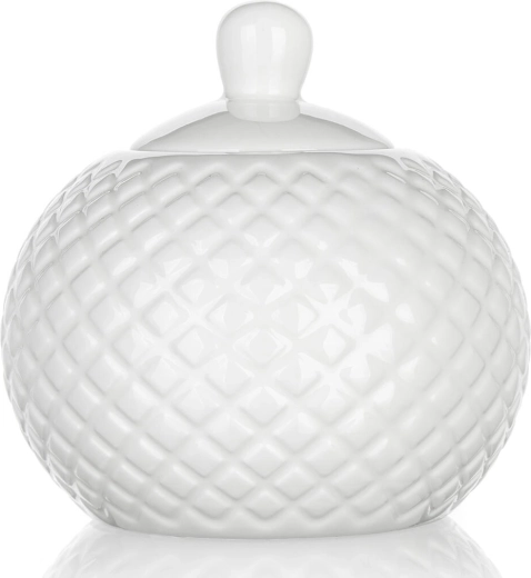 Keramisk sukkerskål Diamond 11 cm, hvid