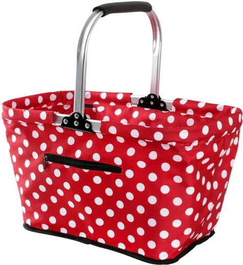 Sammenklappelig indkøbskurv TORO, sort med hvide prikker