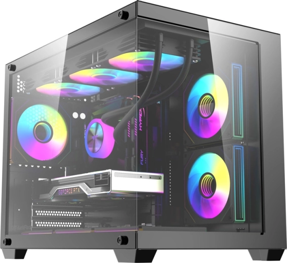 Computer kabinet DarkFlash B275 Pro sort med 6 blæsere