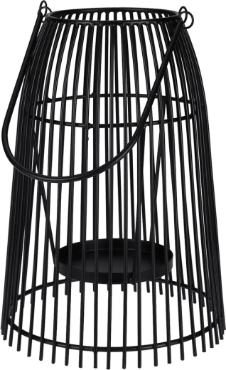 Metallisk lysestage i tråd til ét lys, sort, 29 × 20 cm