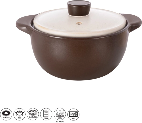 Ildfast keramisk gryde med låg 4,8 l