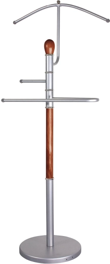 Tjenerstativ RONNIE i krom og træ, 46 × 27 × 107 cm, brun