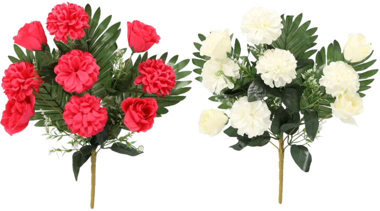 Kunstig kvist – buket med 9 krysantemum 47–50 cm, farvemix