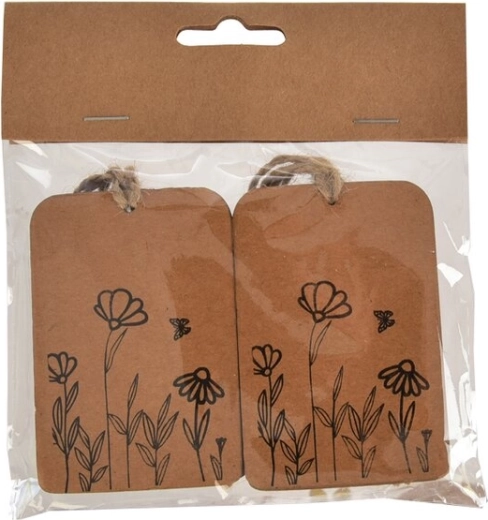 Papirnavneskilt med plantemotiv, sort 6 × 8 cm (4 stk.)
