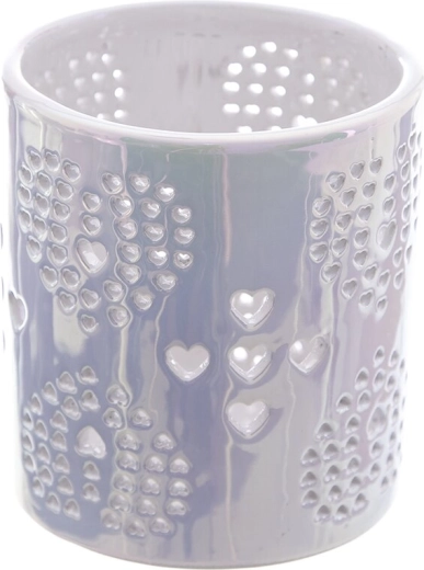 Keramisk lysestage i hvid perlemor 9 × 9 × 10 cm