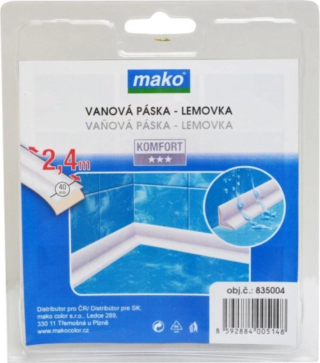 Badekars tætningsliste 40 mm, 2,4 m, hvid