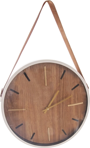 Beige vægur i træ og metal 38 cm