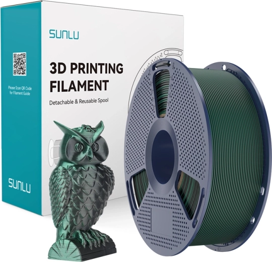 Sunlu PLA+ Silk tofarvet filament sort/grøn