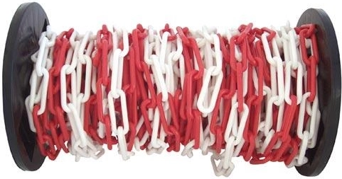 Plastisk advarselskæde rød-hvid 25 m