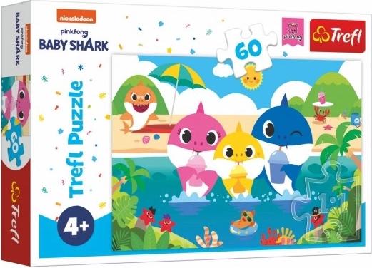 Puslespil Baby Shark – hajfamilien på ferie, 60 brikker (33 × 22 cm)