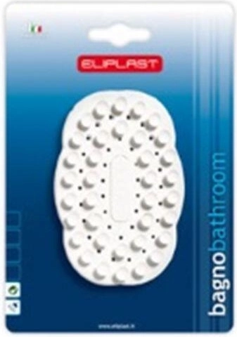 Oval sæbeskål med sugekopper 10 × 7 cm, hvid