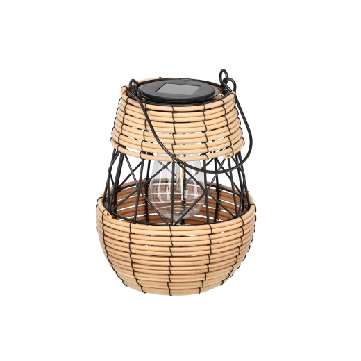 Solardrevet metal lanterne sort‑beige 23 cm