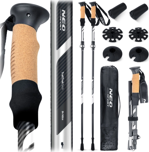 Trekkingstave Neo Sport 85–130 cm med korkgreb og Click&Go-system