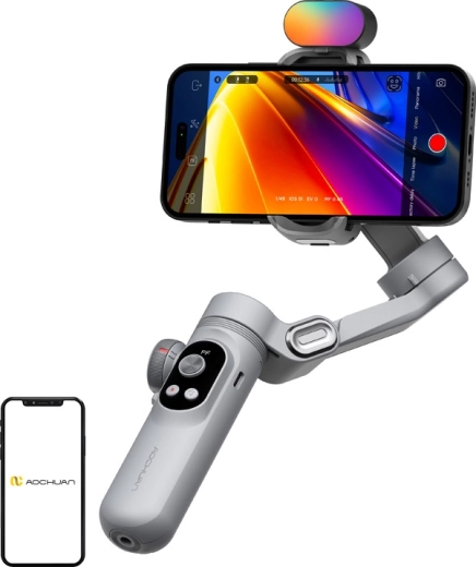 Aochuan Smart X Pro 3-akset mobilstabilisator med RGB-lys (grå)