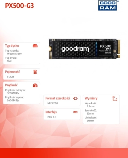 SSD-disk GOODRAM PX500-G3 512 GB M.2 PCIe 3.0 x4 NVMe 2280