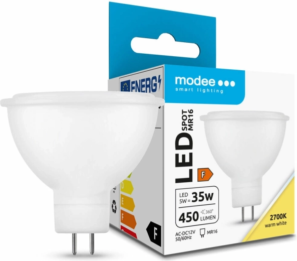 LED pære Modee Lighting GU5.3 MR16 5 W varm hvid 2700 K, 450 lm, 100°