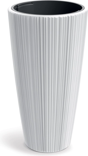 ORO blomsterkrukke 39 cm hvid med lodrette riller