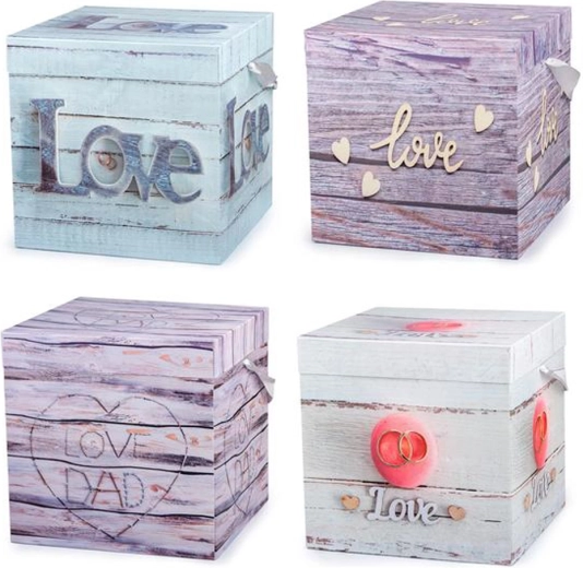 Gaveæske med bånd 15 × 15 × 15 cm (mix af motiver)