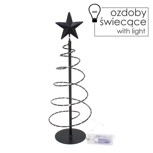 Metallisk juletræ med LED-belysning 39 cm – sort