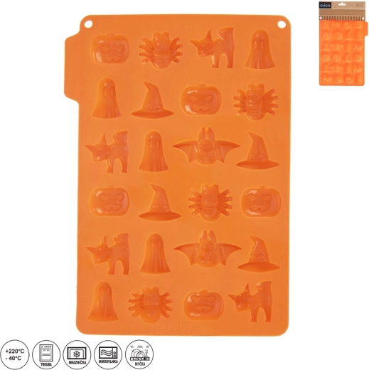 Orange silikoneform til chokolade Halloween, 24 forme