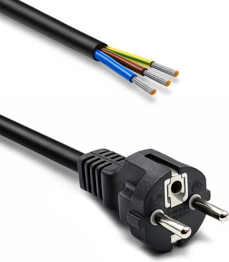 Strømkabel med SCHUKO-stikprop CEE 7/7 (E/F), kobber, 3×1,5 mm², 1,8 m - 1 stk.