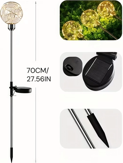 Solcellehavebelysning til jord – vandtætte LED-kugler, sæt med 4 stk.