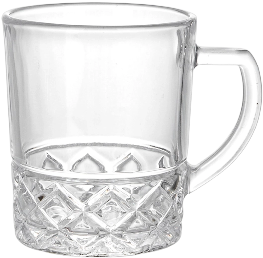 Sæt med 6 riflede glas med hank 240 ml