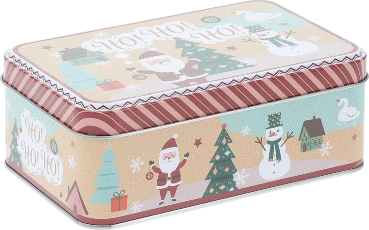 Julemetalæske rektangulær 16 × 11 × 5,6 cm