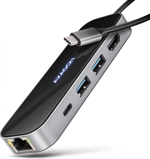 Multiport USB-C hub 6-i-1 med HDMI 4K/60 Hz, GLAN og PD 100 W