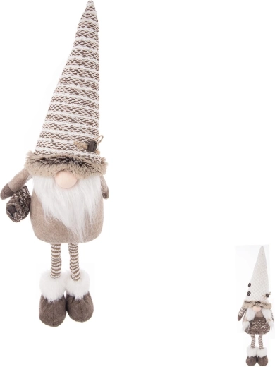 Nisse med LED-belysning i polyester, brun 52 cm