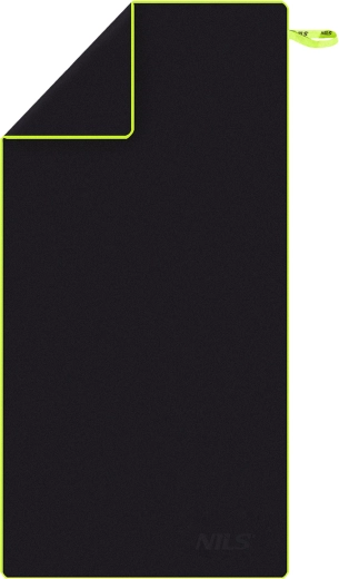 Hurtigttørrende mikrofiberhåndklæde NILS Camp, sort/grøn