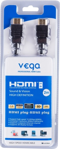 HDMI-kabel Vega 2 m med understøttelse af 4K, 3D og Ethernet