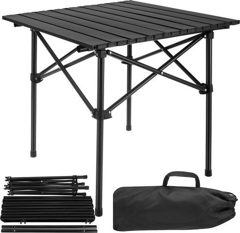 Sammenklappeligt campingbord GARDLOV, stål, bæreevne 70 kg, sort