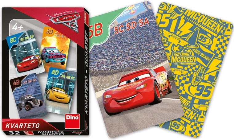 Dino spille kvartetkort med motiv fra Cars 3