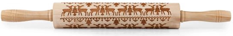 Træ-embosseret kagerulle TORO med rensdyrmønster 19 cm