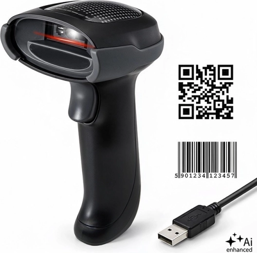 Qoltec 1D- og 2D-stregkodelæser med USB
