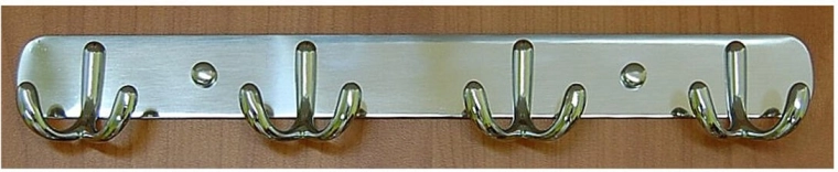 Vægkrog med fire dobbelte kroge CYRIL, krom