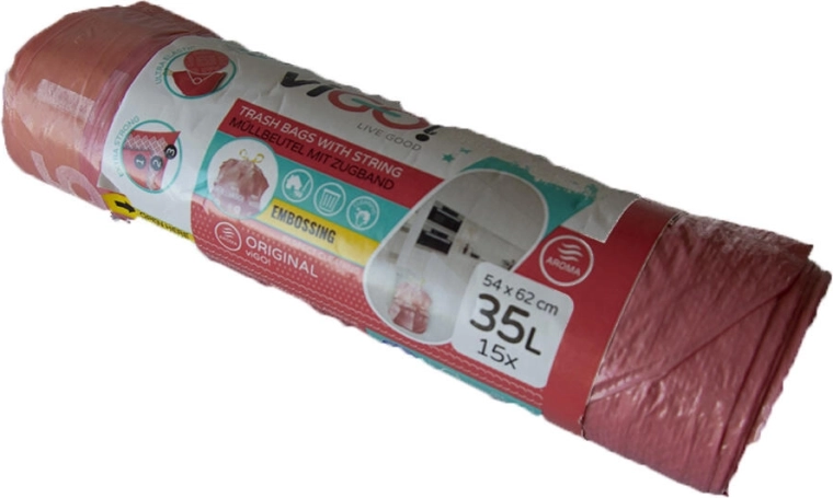 Affaldsposer med snørelukning 35 l med hindbærduft 4 Seasons (15 stk)