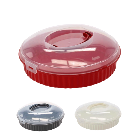 Rund plastikkageboks til kage og tærte, 30 cm
