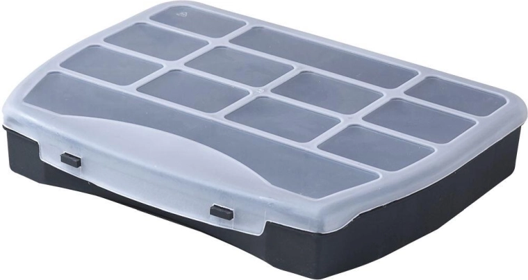 Organizer DOMINO 250 × 200 × 44 mm, sort/gennemsigtig