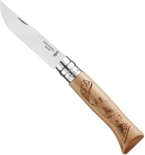 Foldekniv OPINEL N°08 Gravure Sport Velo, bøgetræ, 8,5 cm