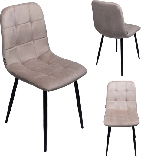 Polstret fløjls-spisestol loft beige - 1 stk.