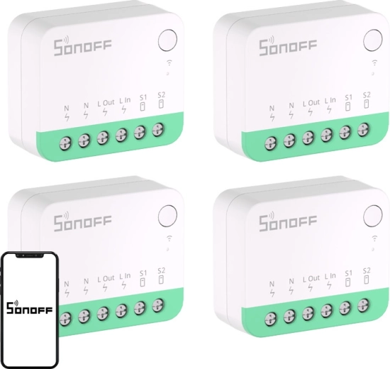 Sonoff MINIR4M (Extreme) smart afbryder med Matter, pakke med 4 stk.