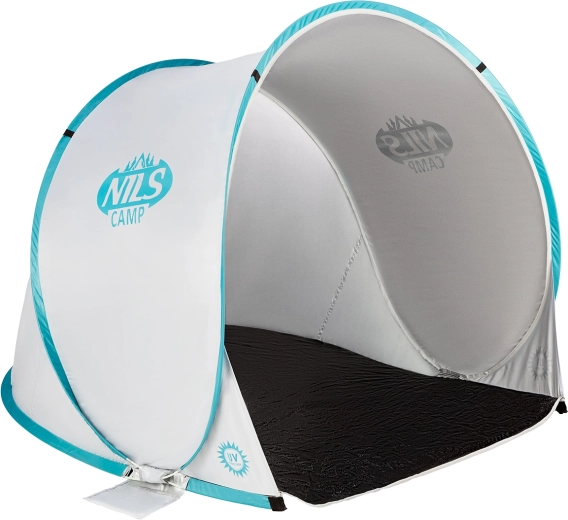 Selvopslående strandtelt NILS Camp grå–turkis