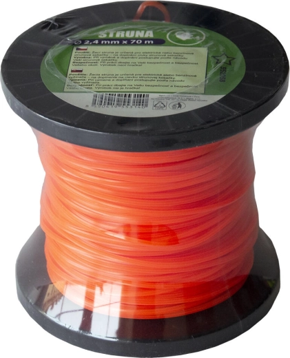 Udskiftningssnor til trimmer 2,4 mm stjerne, 70 m, orange