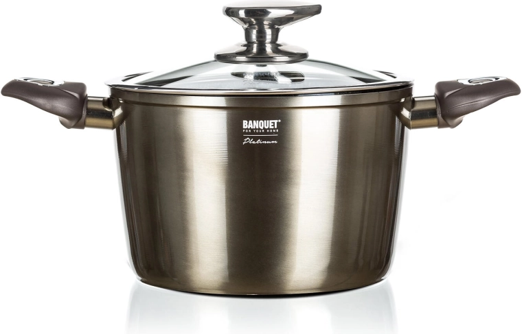 Gryde 20 cm 3,6 l med nonstick-belægning METALLIC PLATINUM med glaslåg