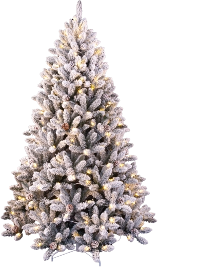 Kunstigt juletræ 210 cm, sneklædt med LED-belysning
