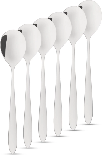 Sæt med 6 teskeer til kaffe og dessert i rustfrit stål
