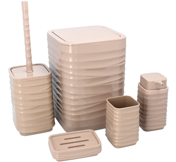 Badeværelsessæt 5 dele firkantet brun